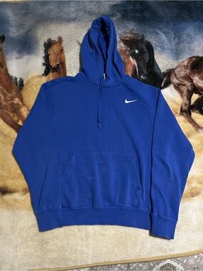 Nike Blue Pullover Hoodie - Men's Classic Swoosh size small